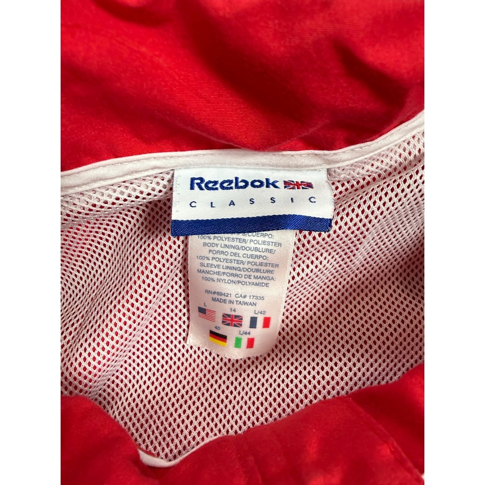 Reebok Classic Vintage Windbreaker Jacket Red White Colorblock Mens Large L - Picture 3 of 5